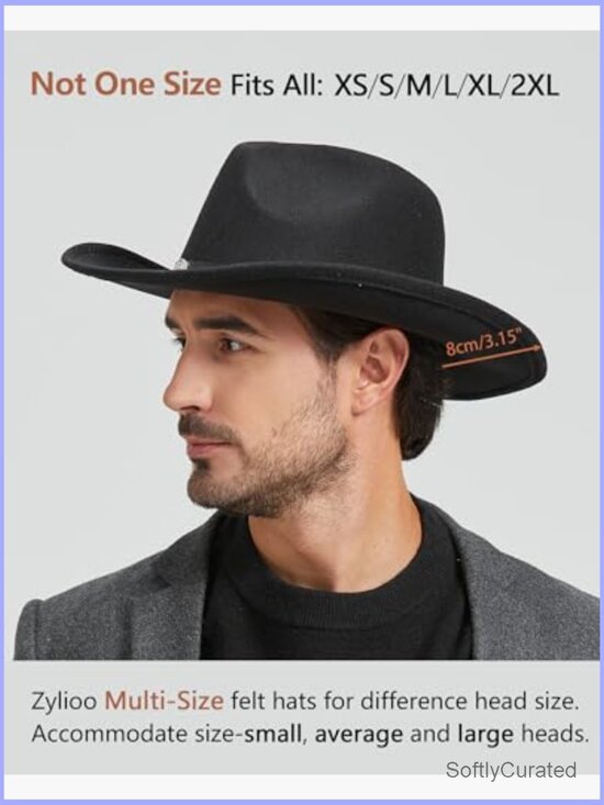 Plus Size Felt Cowboy Hat with Adjustable Strap Wide Brim Western Fedora Hat main image 7